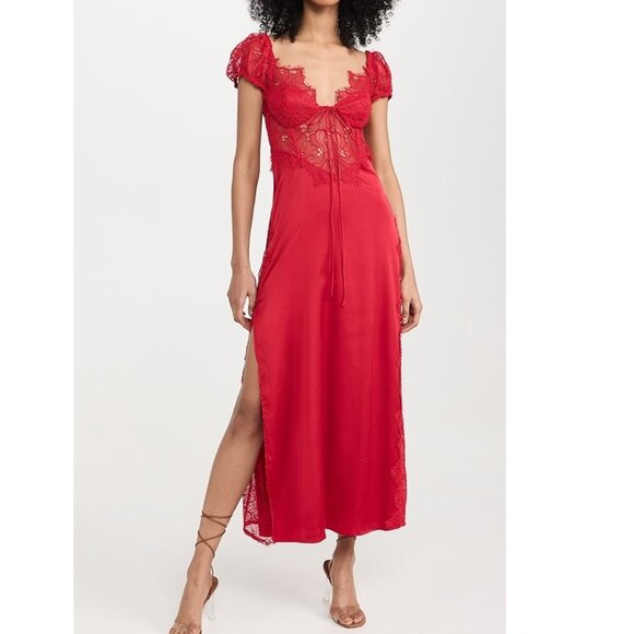 NWT FOR LOVE AND LEMONS CASEY RED MAXI DRESS SIZE S - Picture 1 of 11